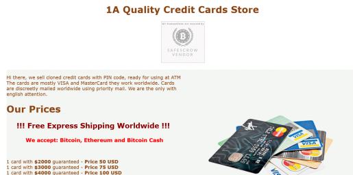 1A Quality Credit Cards Store